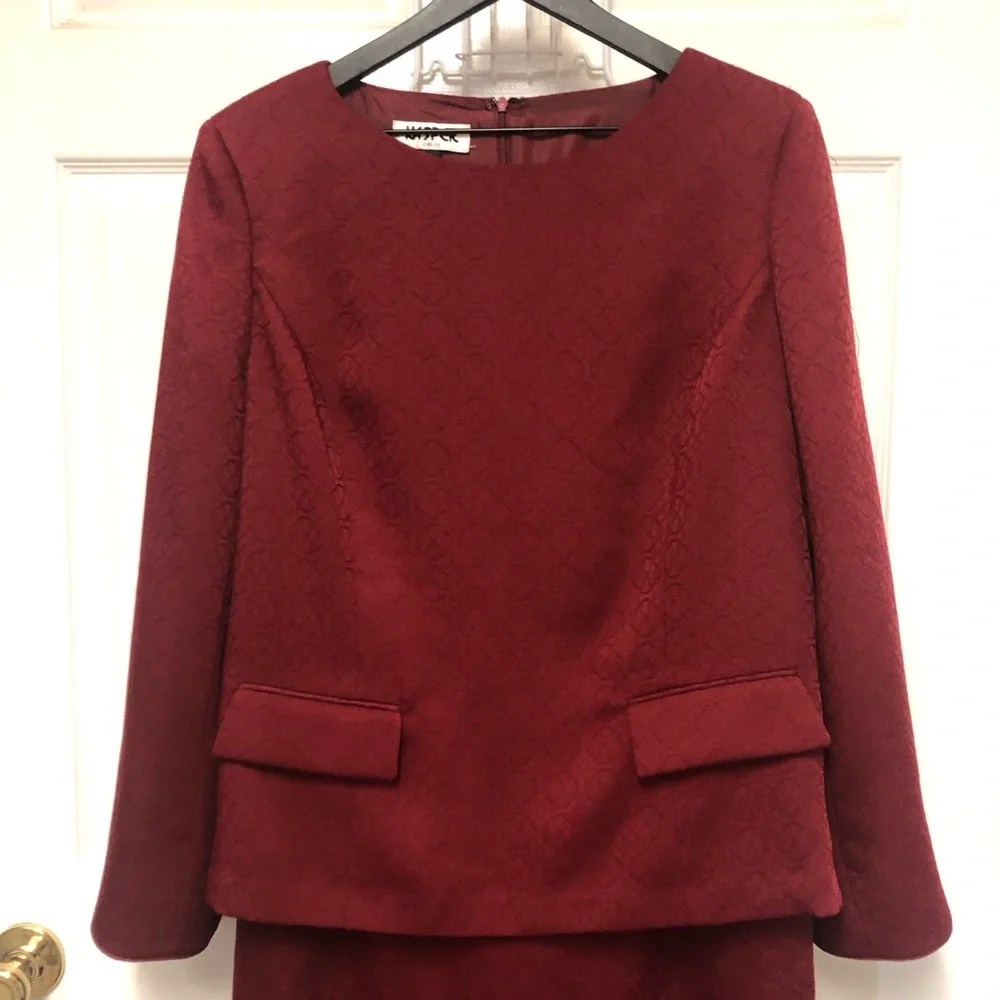 Vintage KASPER Elegant Burgundy Dress - Picture 2 of 13